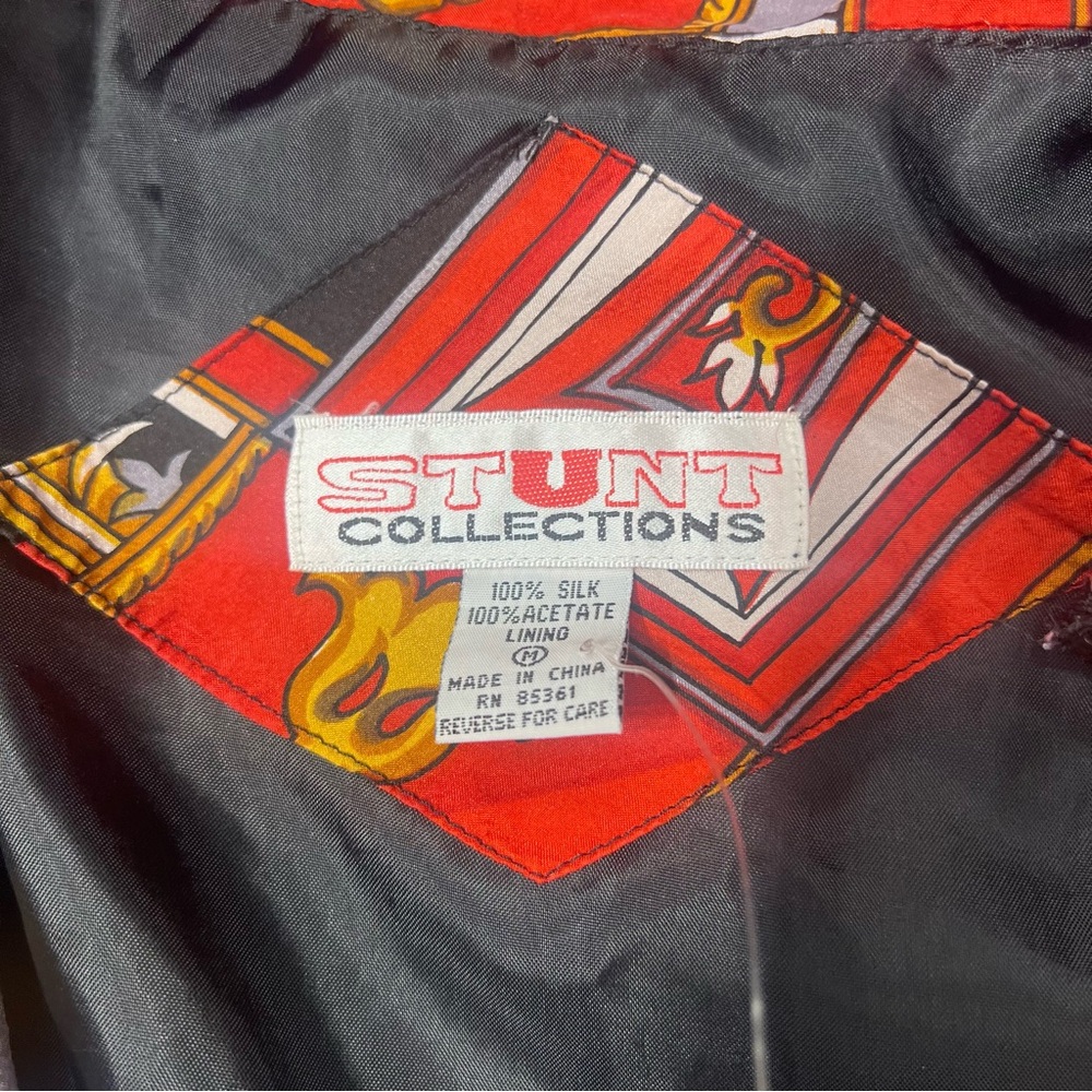 Stunt Collections 100% Silk satin Red Bomber Jacket Size Medium - Picture 3 of 8